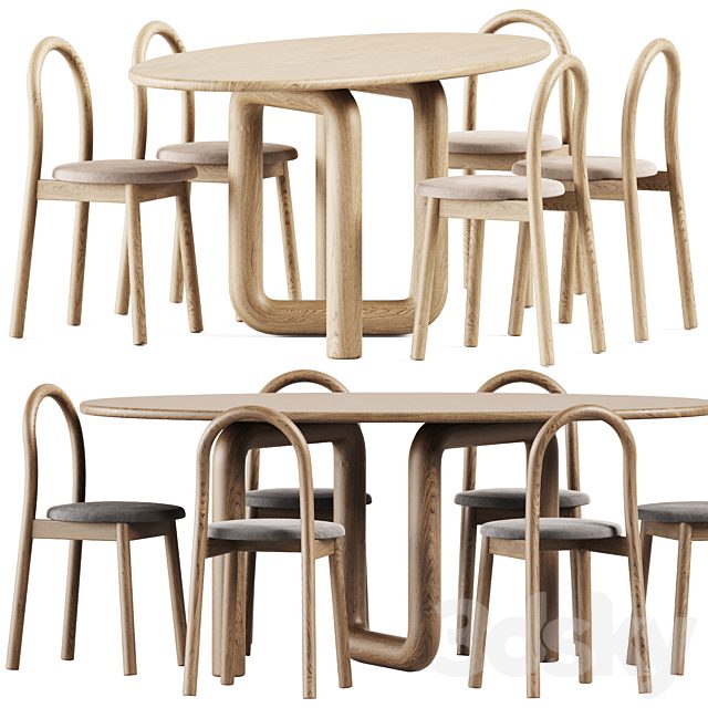 Oval Mono Table by Objects & Ideas and Bobby Upholstered Chair by DesignByThem