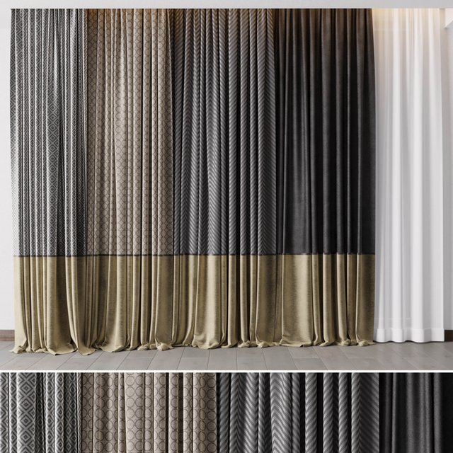 Hadi Gray & Gold Curtains 55 Soft Curtains and Linen Silk Fabric