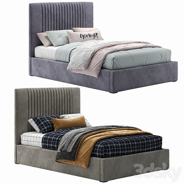 Upholstered Platform Bed With French HeadBoard