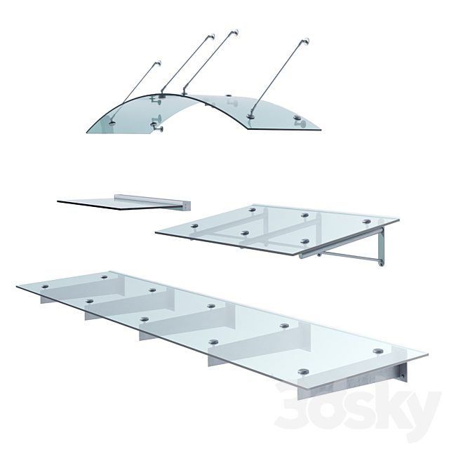 Set of glass visors Glasvordach