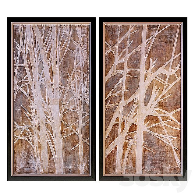 Uttermost Twigs Hand Painted Wall Art (Set of 2)