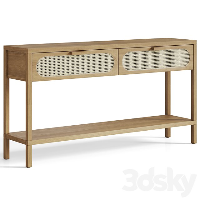 Classic Rattan and Wood Console