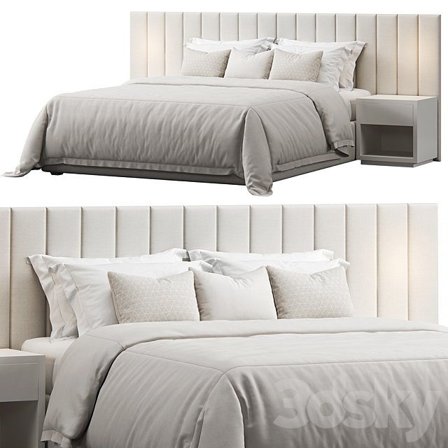 Striped Panel Headboard Bed