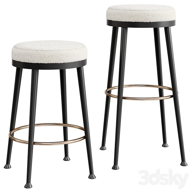 ATLAS SHEARLING WHITE STOOL
