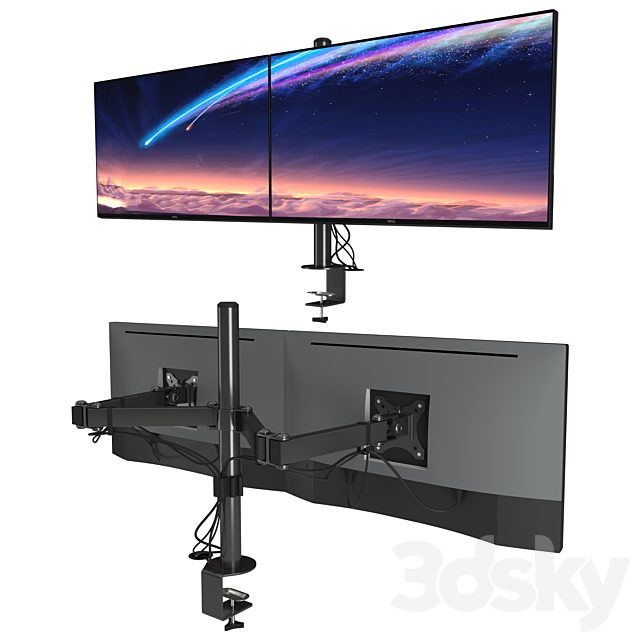 2x Dell UltraSharp U2718Q 27' VESA table stand