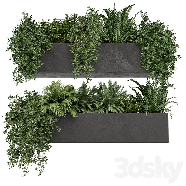 Hanging Plants in rusty Concrete Pot - Set 589