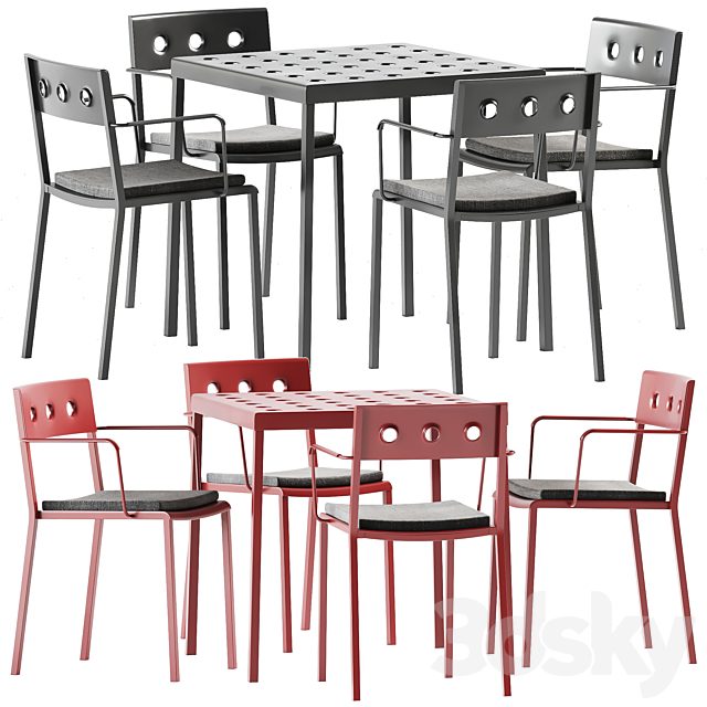 Balcony Unpolished Dining Armchair and Table by Hay