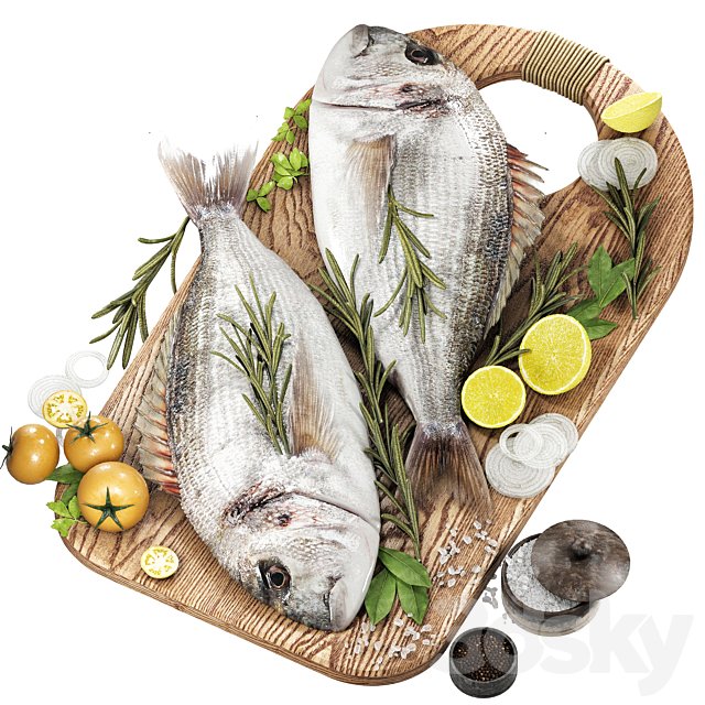 fresh fish with vegetables and herbs