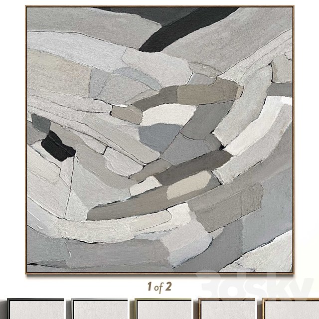 Plaster two square photo frames R-54