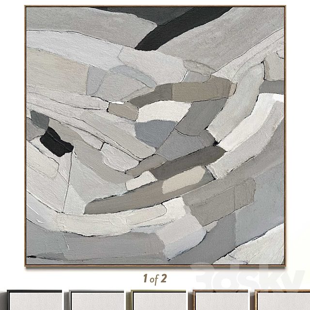 Plaster two square photo frames R-54