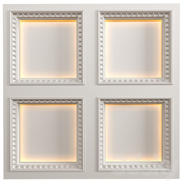 Modern coffered illuminated ceiling Art Deco style