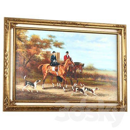 Classic picture passepartout in gold frame.PASSE-PARTOUTS Сanvas Frame picture gold