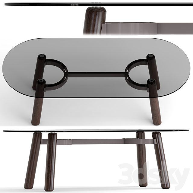 ARCO wood and glass dining table