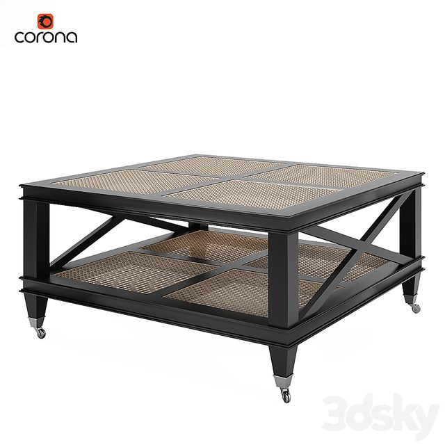 Jacqueline Wicker Shelves Coffee Table