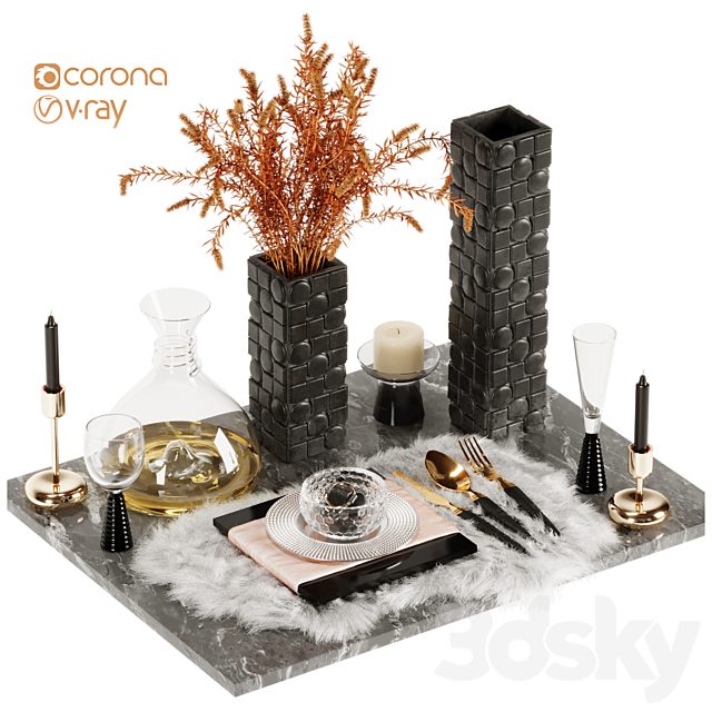 Luxury Fur Place Mat Dinner Table