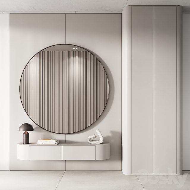 144 hallway zone 03 minimal modern with circle mirror 01