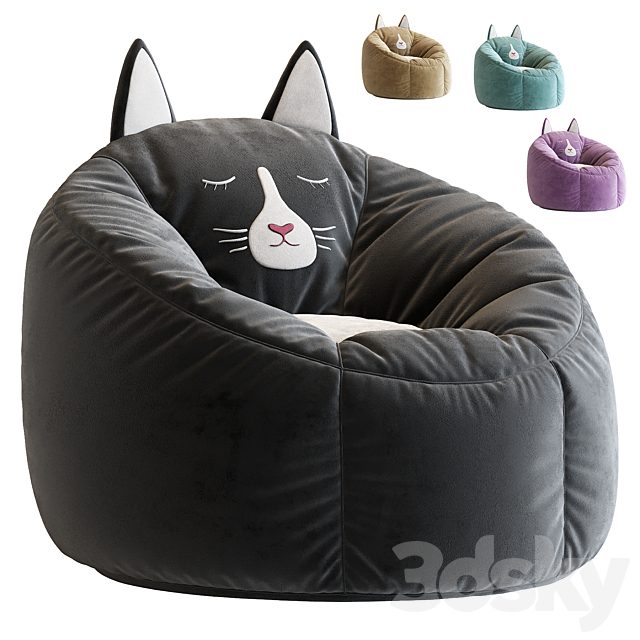 Character Bean Bag Chair Black Cat