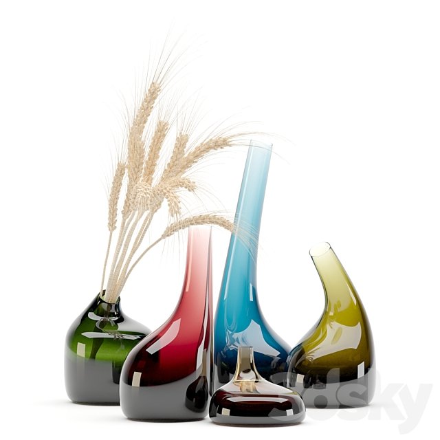 Decorative Glass Vase & Wheat