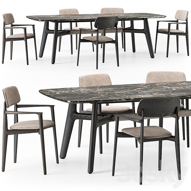 Poliform Curve dining table armchair set