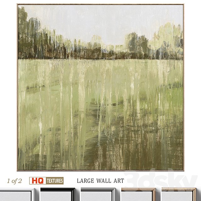 Green Accent Abstract Landscape Large Wall Art C-552