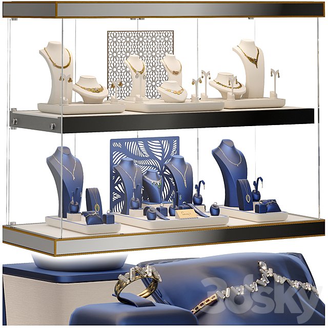 Jewelry showcase for a store 2. Jewelry stand. Display