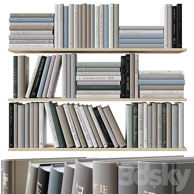 Set of books colored pastel colors