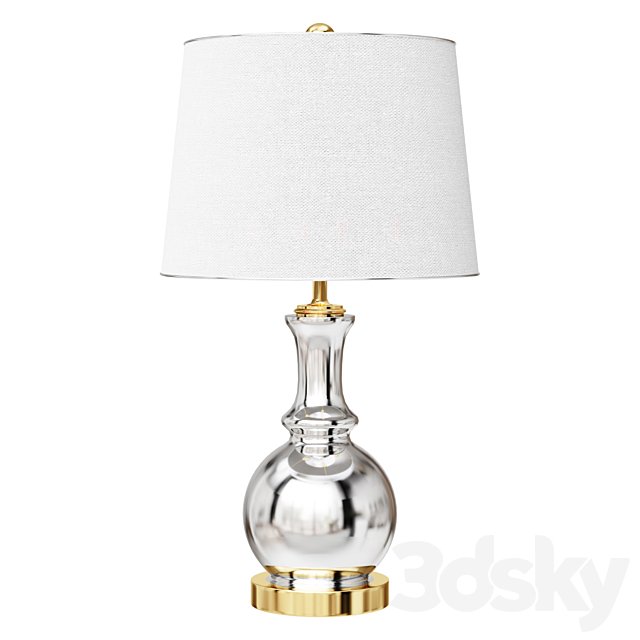 Lavelle 25 in. Mercury Silver/Brass Gold Glass Table Lamp (Set of 2)
