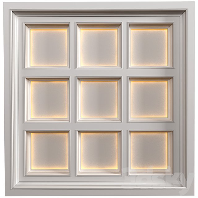 Art Deco coffered illuminated ceiling.Modern coffered illuminated ceiling