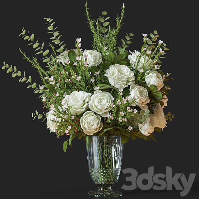 Flower Set 042 white rose wax flower