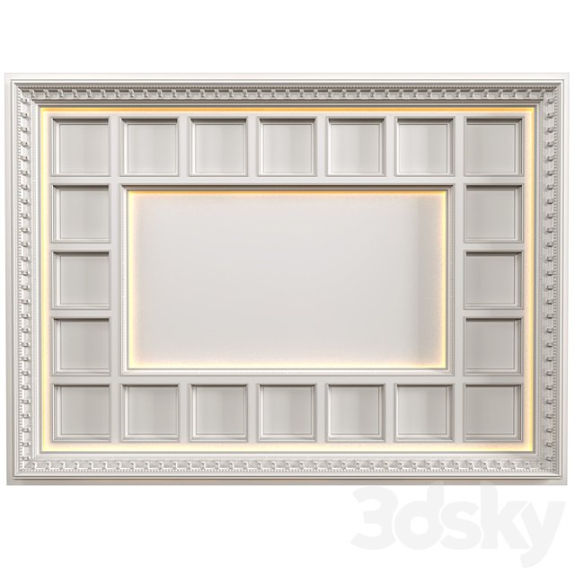 Art Deco coffered illuminated ceiling.Modern coffered illuminated ceiling