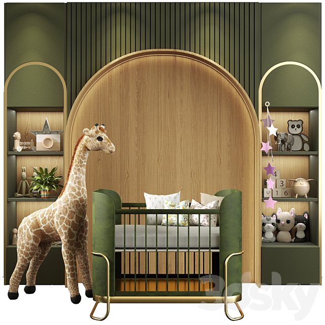 Children's room with toys and a crib. Children's room