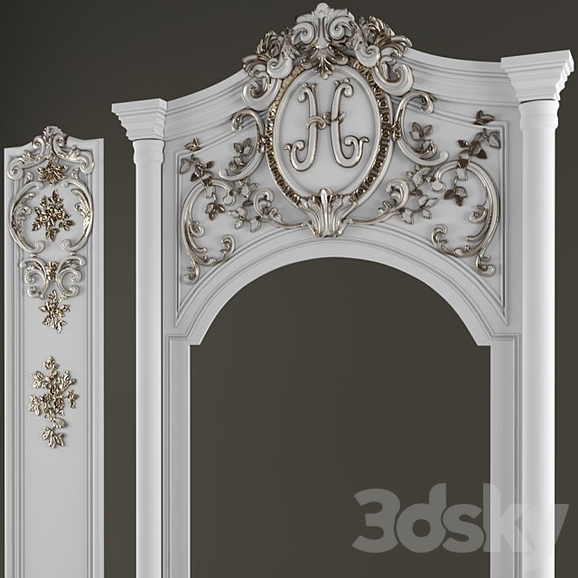 Molded panels with the effect of gold patina