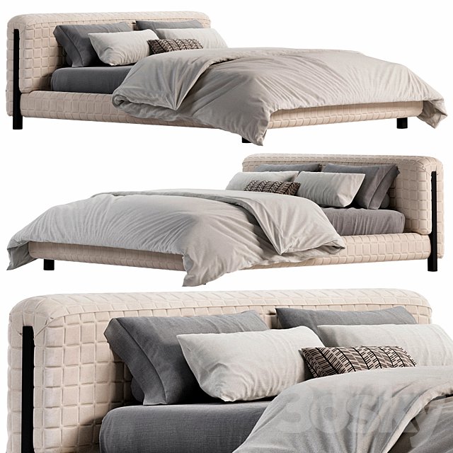 Modern King Upholstered Platform Bed Low Profile Cloud Bed Solid Wood Frame