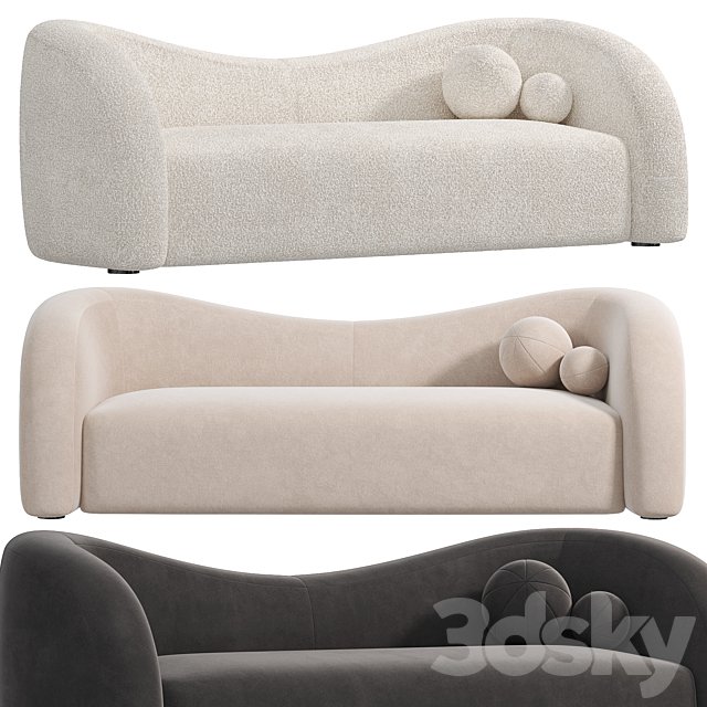 Boucle Upholstered Curved 2 Seater Sofa for Living Room