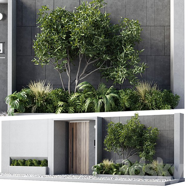 Door outdoor entrance and fence and graden 05