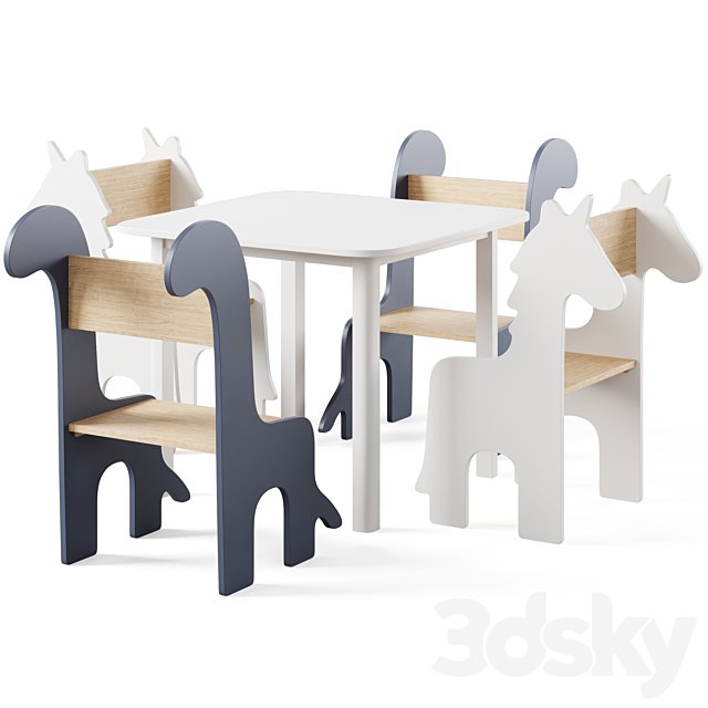 Table & Children's Animal Chairs by THE HOME DECO FACTORY
