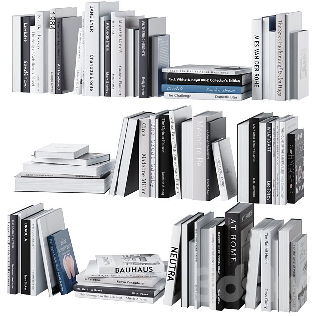 Set of books in gray tones
