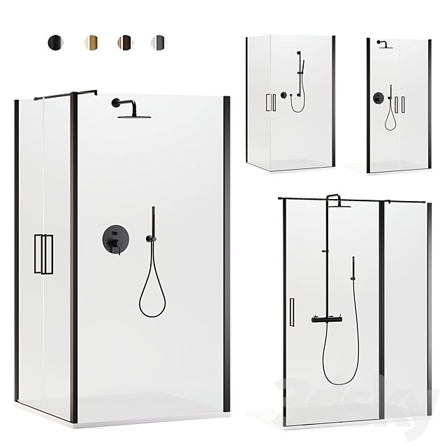 Arblu Icaro shower enclosures + Paffoni set 2 shower systems