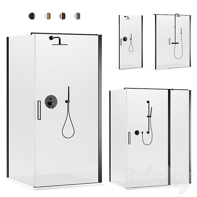 Shower enclosures Arblu Icaro + shower systems Paffoni set 1