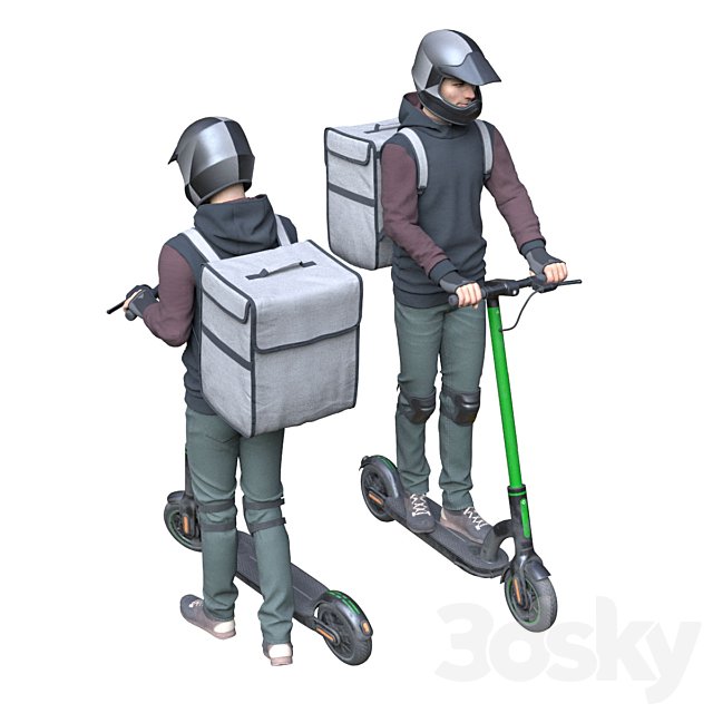 Delievery man on an electric scooter