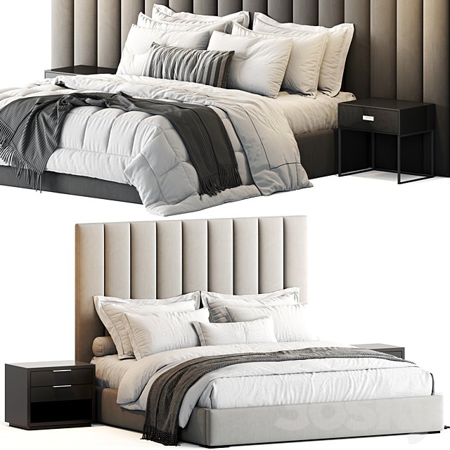 RH Modena Vertical Channel Panel Fabric Platform Bed