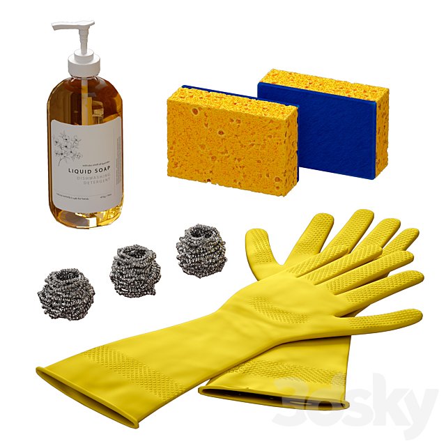Dishwashing set Sponge Gloves