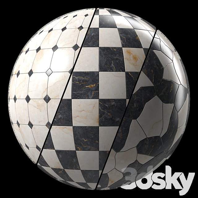 Marble Tile Materials 15- Marble Mixed by Stone - Pbr 4k Seamless