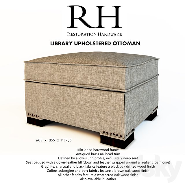 RH LIBRARY UPHOLSTERED OTTOMAN