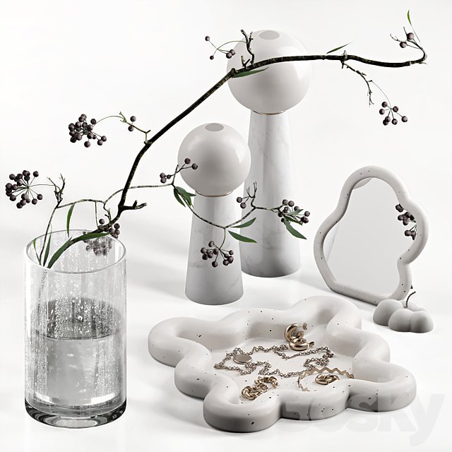 Decorative set wavy with berry branch 61