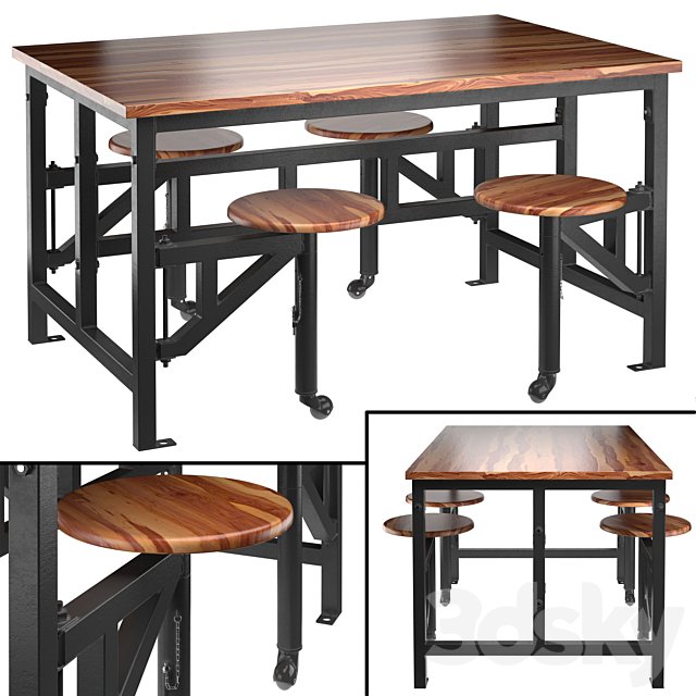 Space table with bar stools