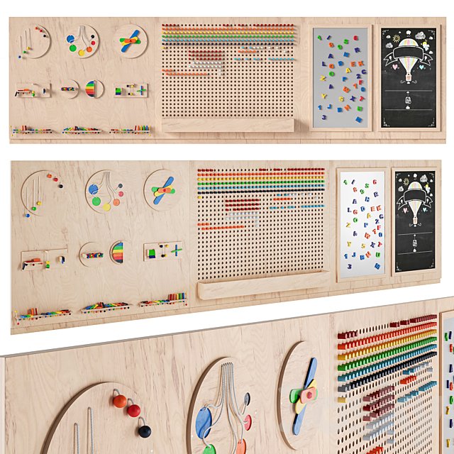 Interactive game board (busyboard) for a children's room