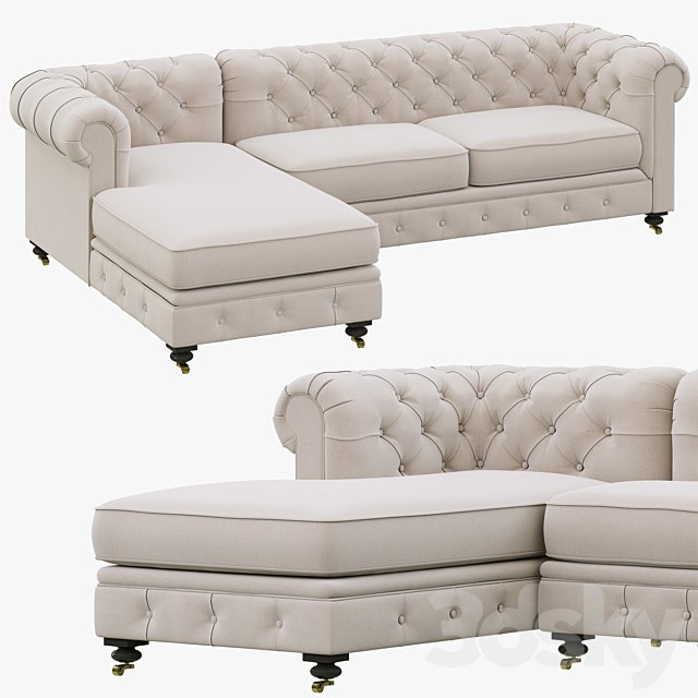 Restoration Hardware Petite Kensington Upholstered Left-Arm Chaise Sectional
