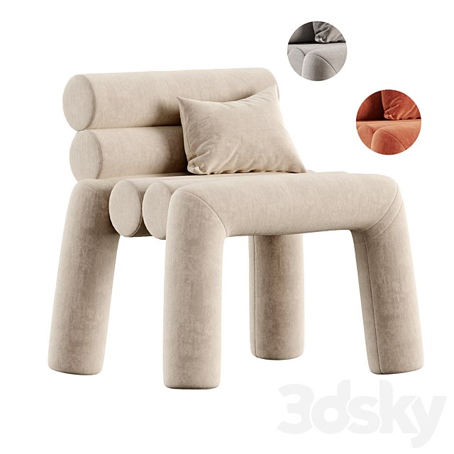 Beige Velvet Accent Chair