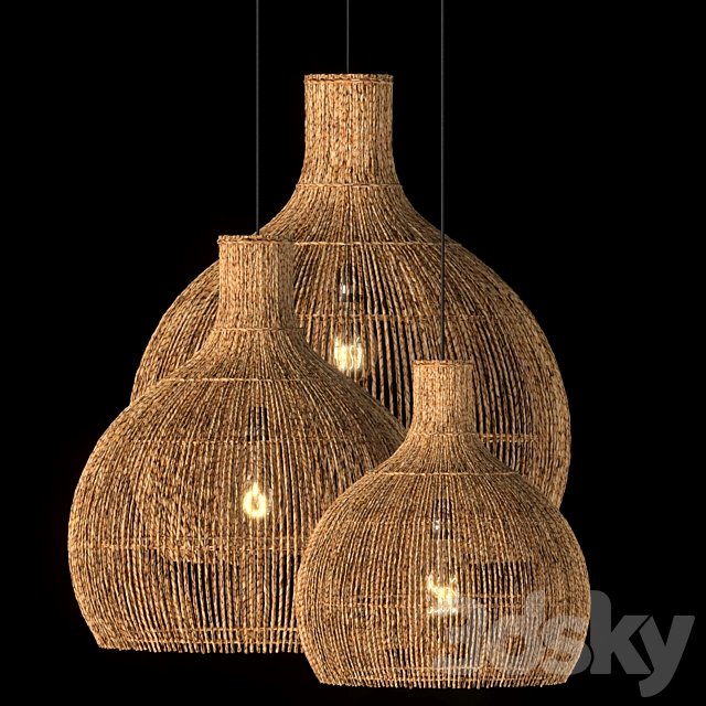 Hanging vintage rattan lamp